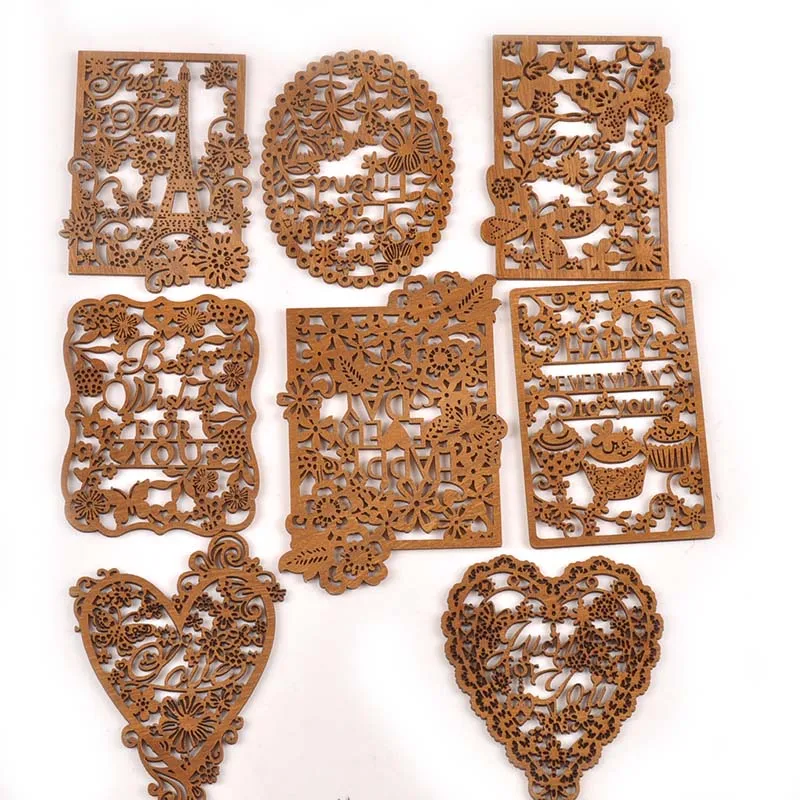 2 шт. новые полые квадратные/сердца деревянные части для скрапбукинга рукоделия