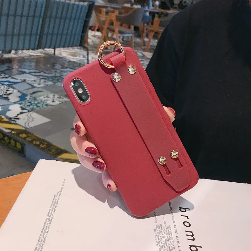 Чехол для телефона с ремешком на запястье для iphone 11 11Pro Max XS Max XR, чехол конфетного цвета чехол для iphone 8 7 Plus X 6 6 S, чехол с браслетом