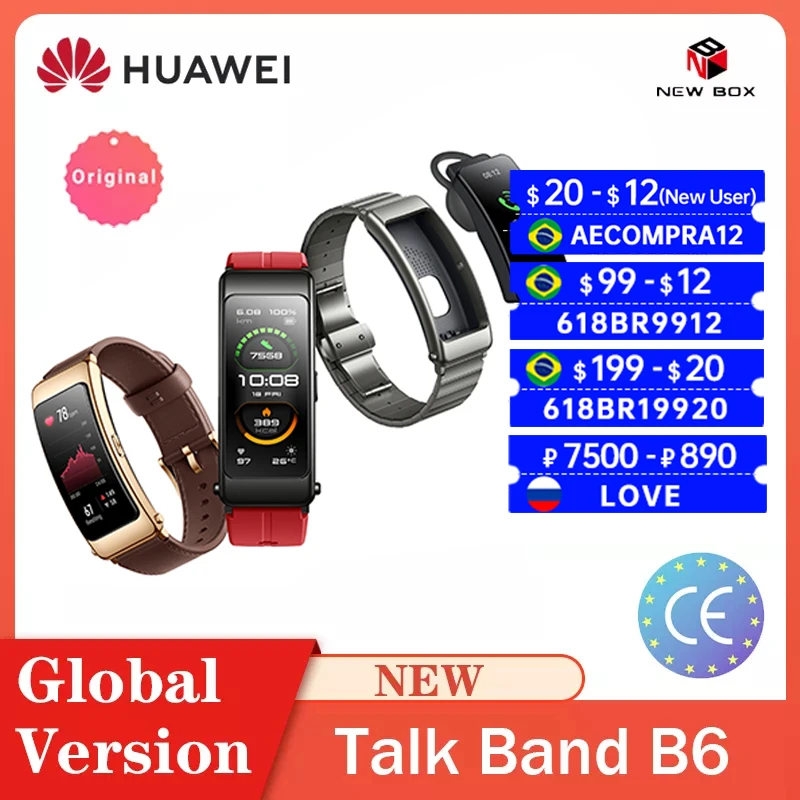 Глобальная версия Huawei TalkBand B6 Talk Band ширина Bluetooth Смарт браслет спортивные браслеты