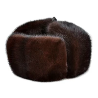 luxury winter thicked genuine mink fur bomber hat for man blackbrown tag elderly ear warm chapeau motorcycle russian caps gift