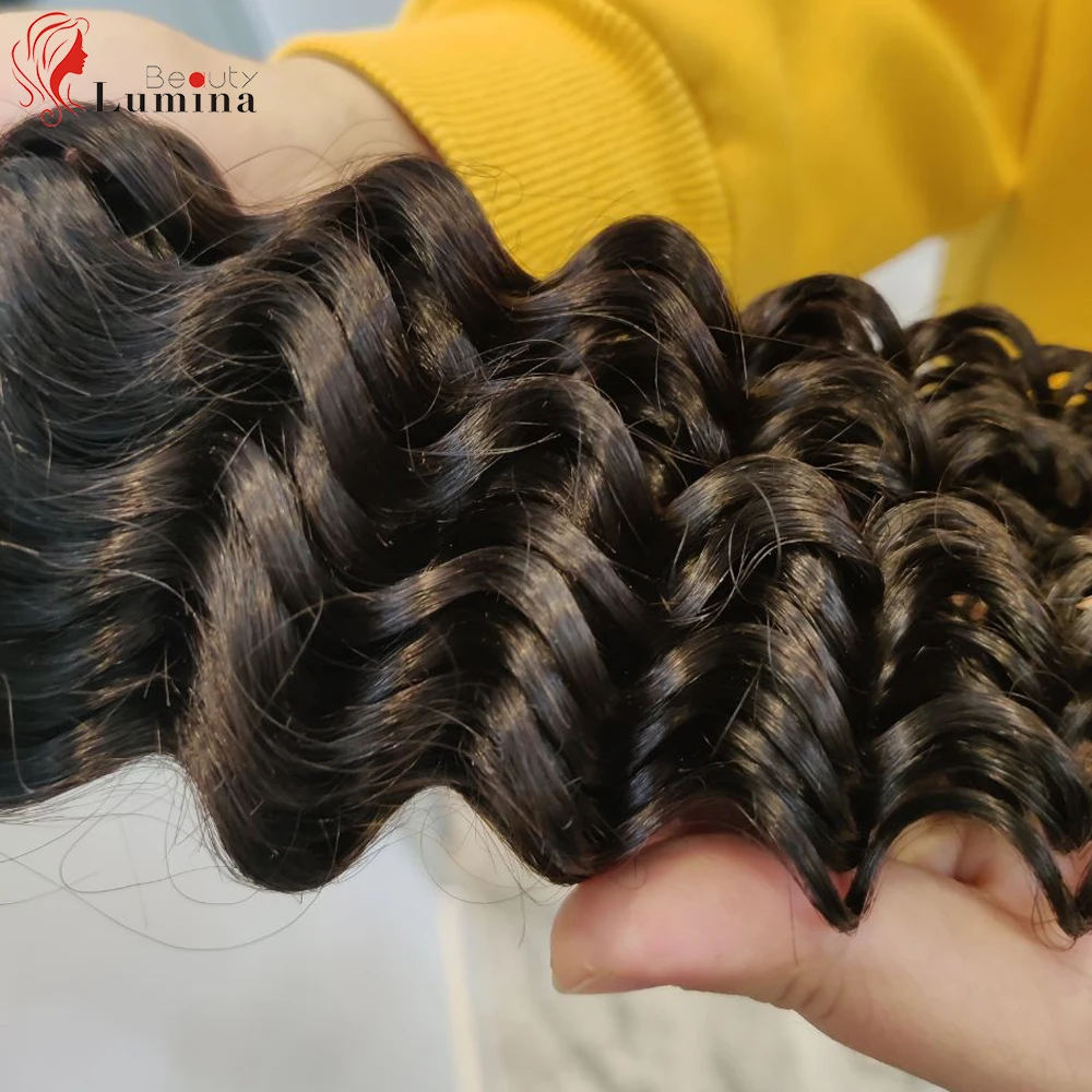 Длинные глубокая волна пряди перуанских Волосы Remy 100% человеческих волос воды
