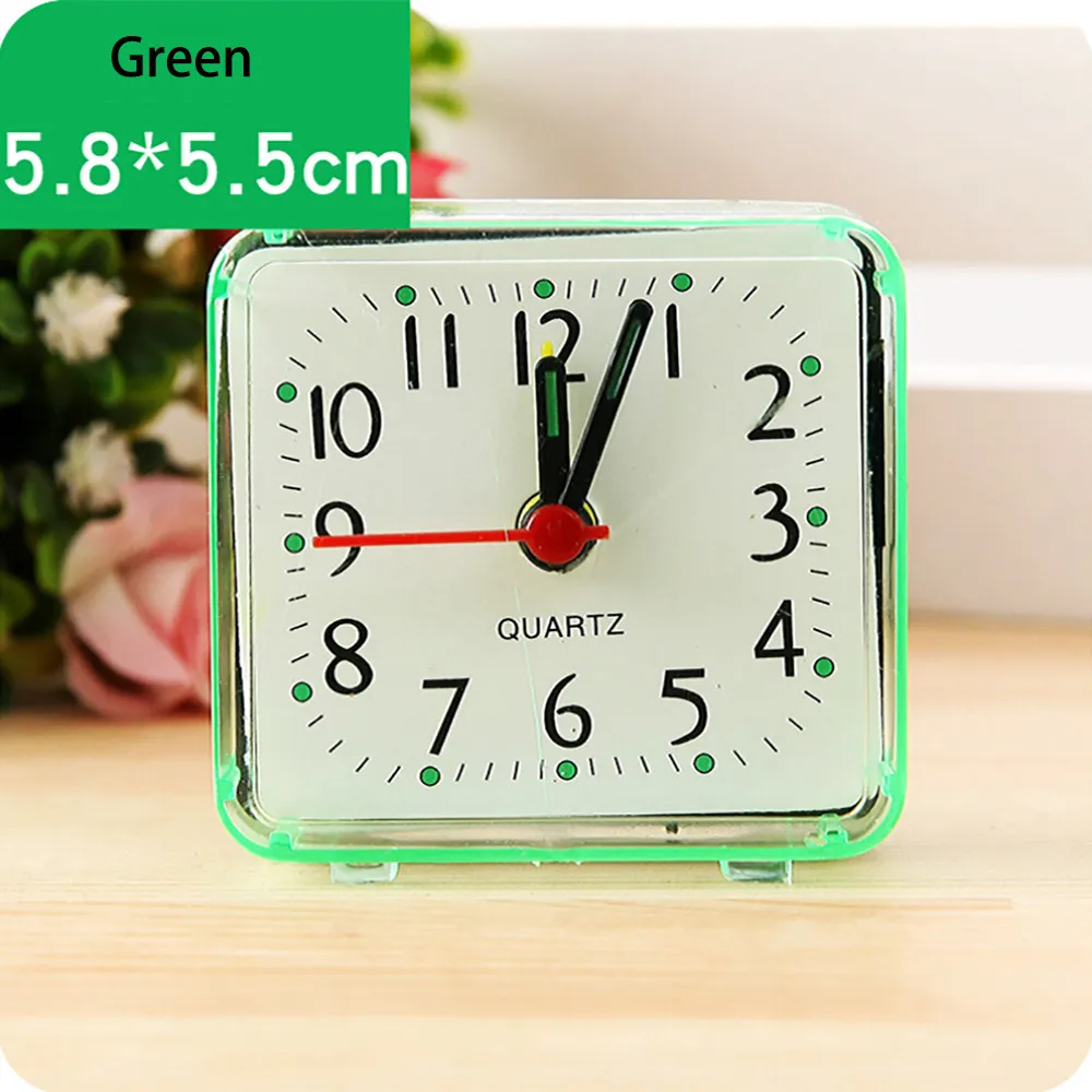 

Creative High Quality Square Small Bed Compact Travel Quartz Beep Alarm Clock Cute Portable Table Clock for Kids Room Home