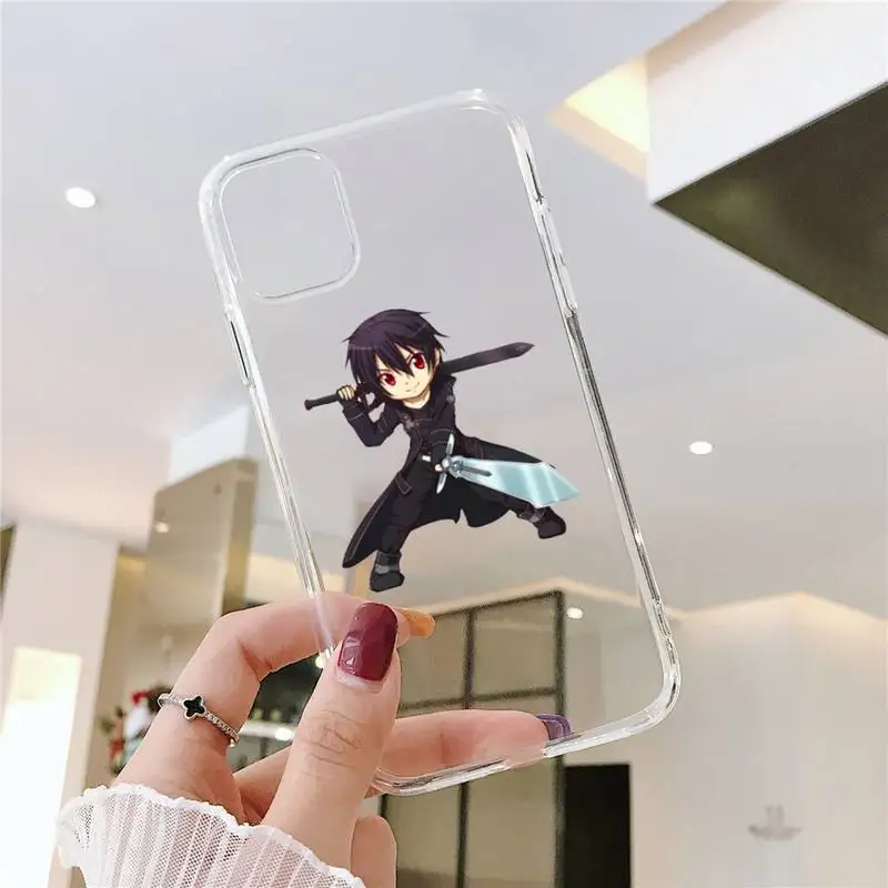

Sword Art Online SAO Anime Phone Case Transparent for iPhone 6 7 8 11 12 s mini pro X XS XR MAX Plus SE cover funda
