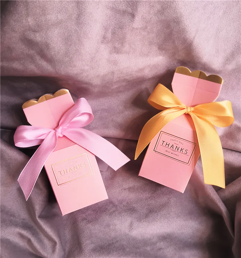 20 штук Ins Творческий розового цвета с надписью &quotСпасибо конфетная Коробки для