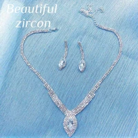 new womens crystal necklace earrings set bride wedding party accessories 2021 best selling rhinestone necklace earrings wholesa