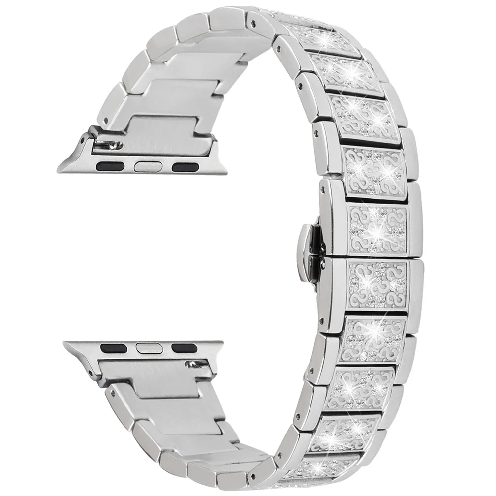 Часы с яркими украшениями Bling ремешок совместим с Apple Watch Series 5/4/3/2/1, металлическое ювелирное изделие лентой со стразами части для наручных часов Apple Watch 38 мм