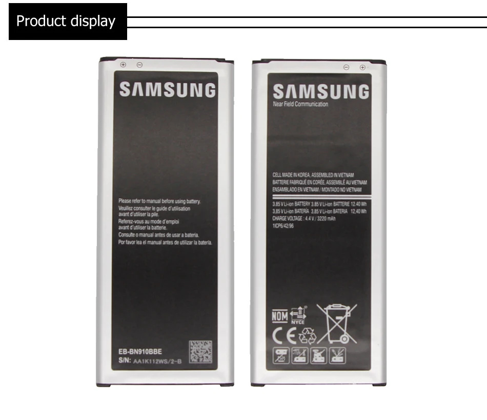 Samsung телефон Батарея EB-BN910BBE 3220 ма-ч для samsung Galaxy Note 4 N910 N910F N910A N910V N910P N910T N910H батареи