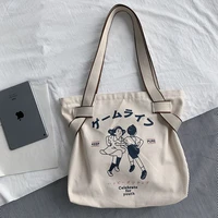 canvas tote bag women shopper bag 2021 girl shoulder bags fashion japanese style retro cartoon anime print eco designer handbags