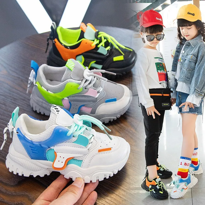 

Children Casual Shoes 2021 Autumn Boys Girls Sports Shoes Mesh Breathable Soft Bottom Comfortable Outdoor Students Kids Sneakers