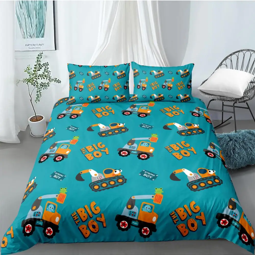 

3D Cartoons Printed Bedding Set Girls Boys Duvet Cover Car Aanimals Moon Cartoon Bed Covers Soft and Lovely Bed Set