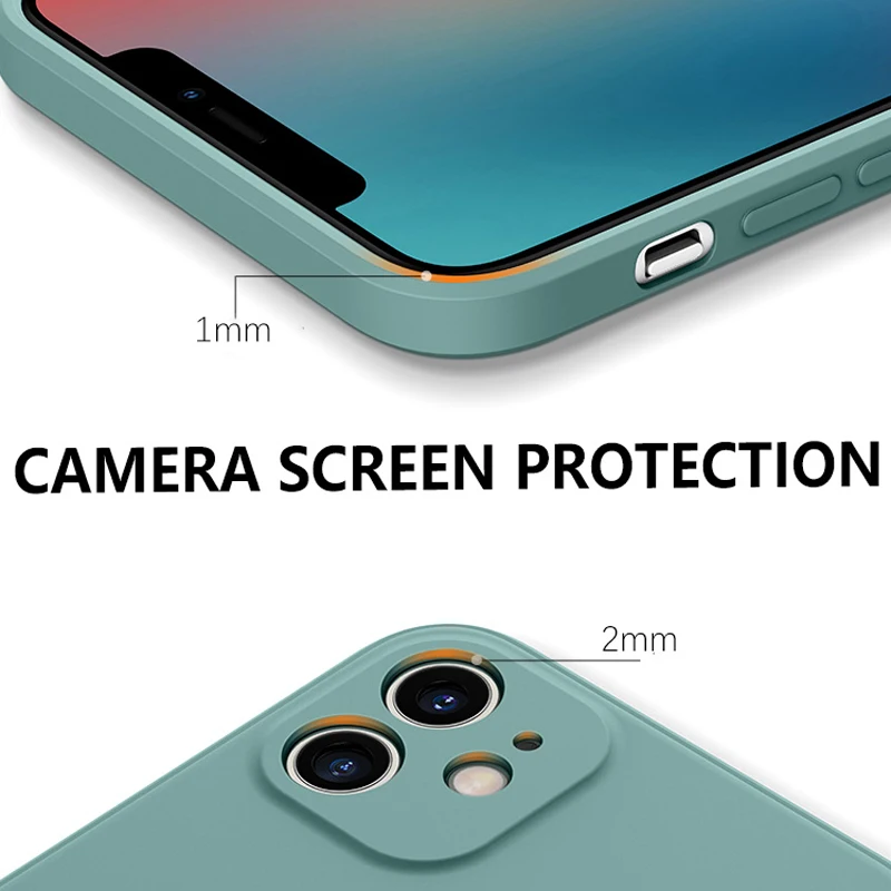 Оправа прямоугольной формы из жидкого силикона для IPhone 12 11 Pro Max XS iPhoneXR 7 8 Plus 6S