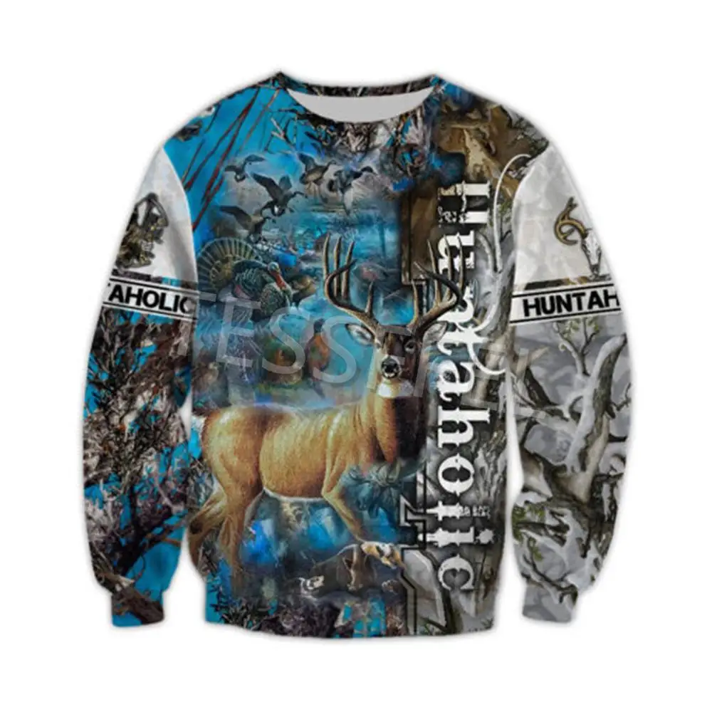 

Tessffel Deer Hunting 3D Printing Fashion Street Hoodie/Sweatshirt/Zipper Hoodie Men's and Women's Jackets Fall/Winter Tops H16