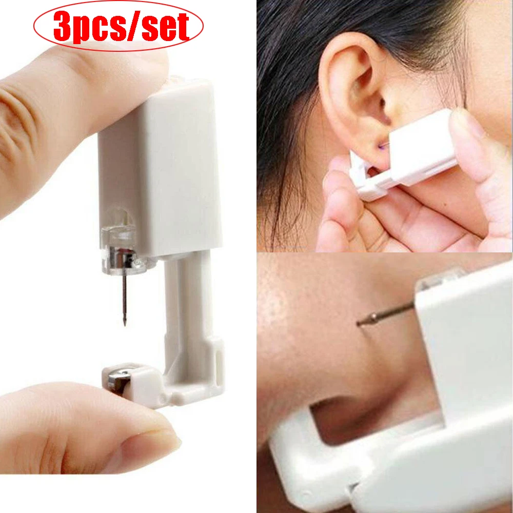 3Pc /set Disposable Painless Ear Piercing  Sterile Puncture Tool Without Inflammation for Earrings Nose Clips Ear Piercing Gun