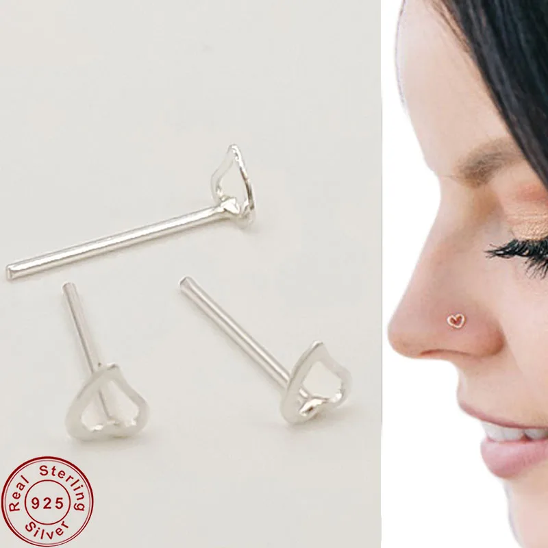 Сердце Звезда нос пирсинг шпилька для женщин 925 серебро минималистский Индия Нос