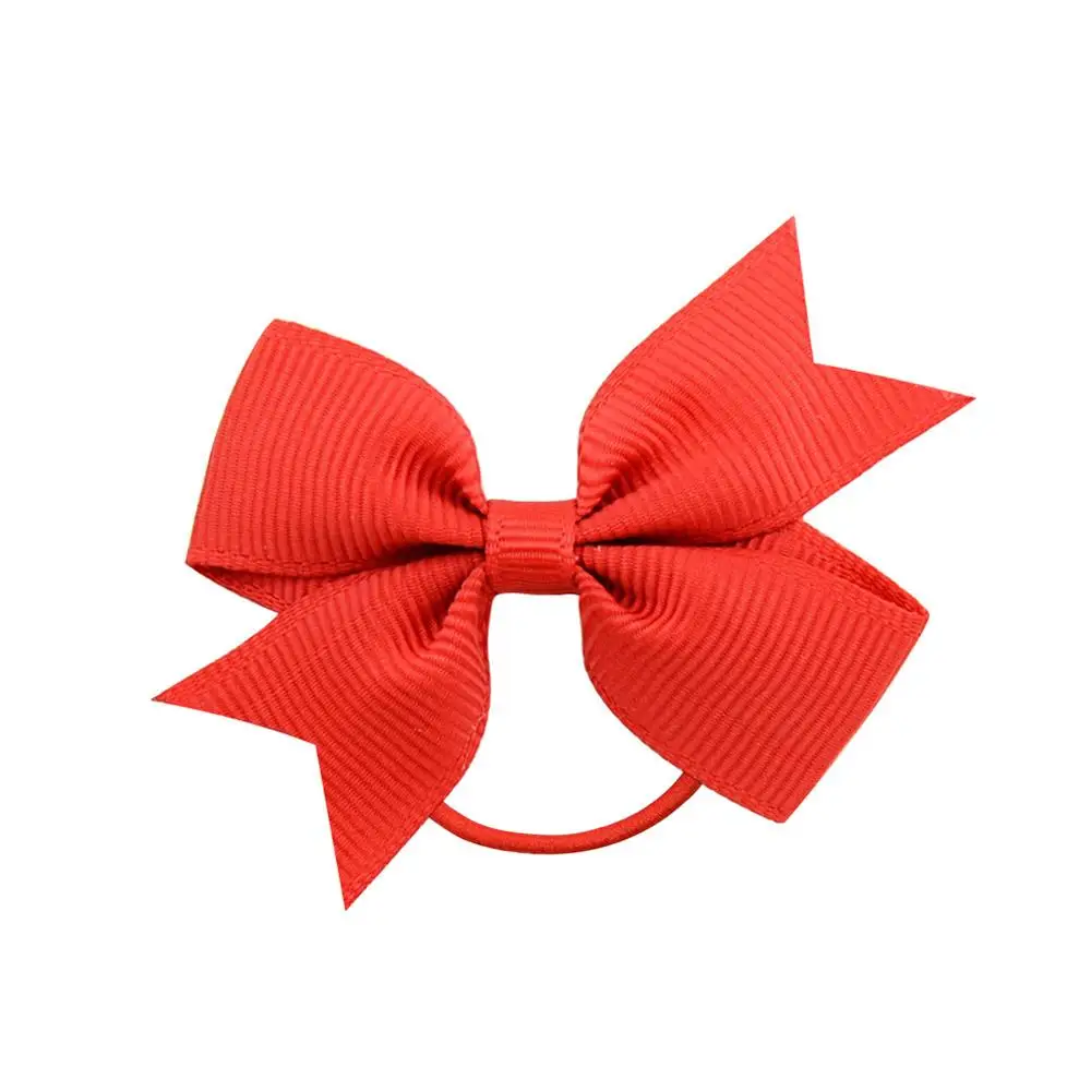

20Pcs/lot Solid Grosgrain Ribbon Bows For Baby Girls Ponytail Holder Hair Bands Elastic Rope Handmade Headband Hair Accessories
