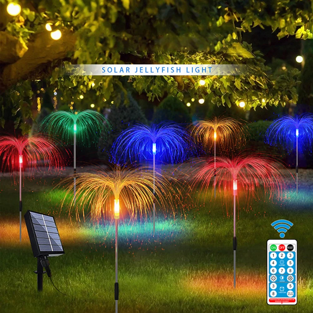

Solar LED Fiber Optic Jellyfish Lawn Lamp Waterproof Night Light Wedding Party Decoration Outdoor Landscape Lighting
