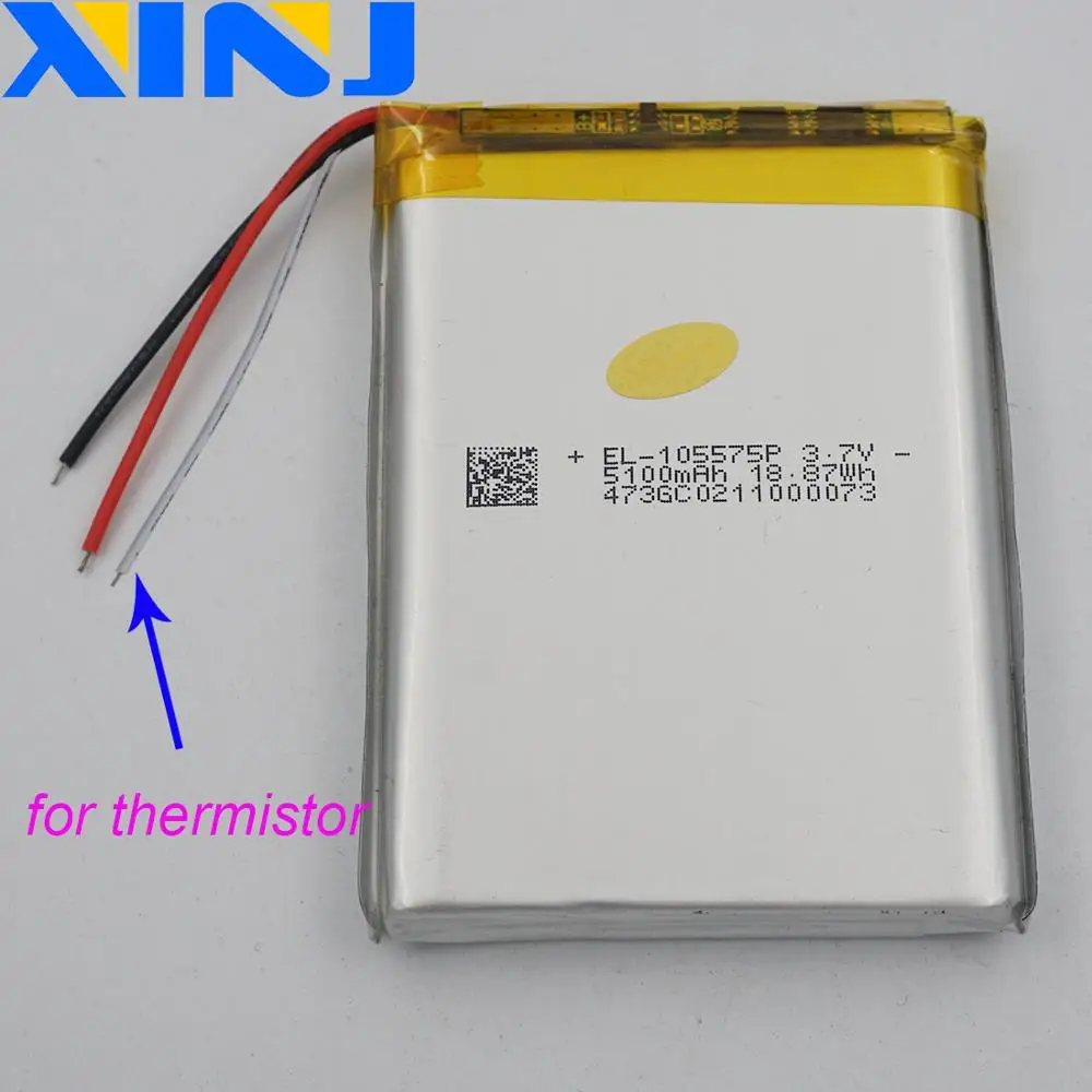 XINJ 3,7 V 5100mAh 3 провода для термистора литий-полимерный аккумулятор 105575 для power bank электронная книга планшет MID psp DIY планшет