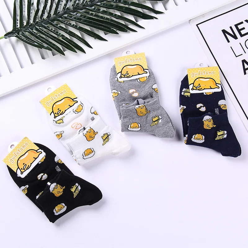 Носки с рисунком аниме Gudetama, новинка, винные, белые, хлопковые, художественные, короткие носки милые забавные, унисекс, grappige sokken chaussette femme