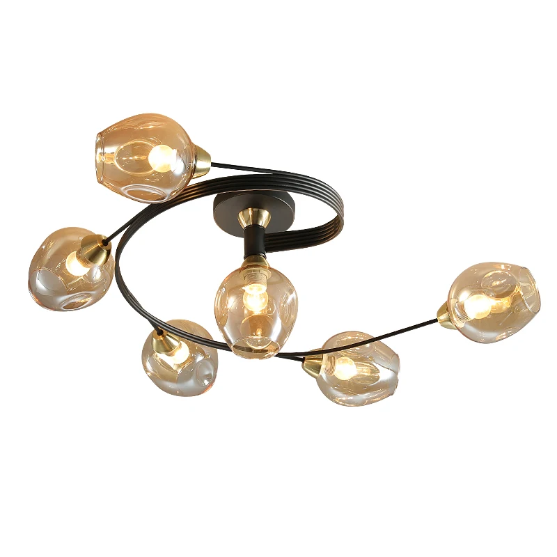 Nordic Brief Glass Ball Ceiing Chandelier Loft Living room Light Fixture Luster Luminaire Lampara Vintage Bedroom Branch Lamp | Лампы и