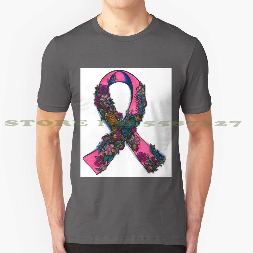 

Модная Винтажная футболка с лентой для лечения рака щитовидной железы, футболки для лечения рака молочной железы, без рака, с цветами