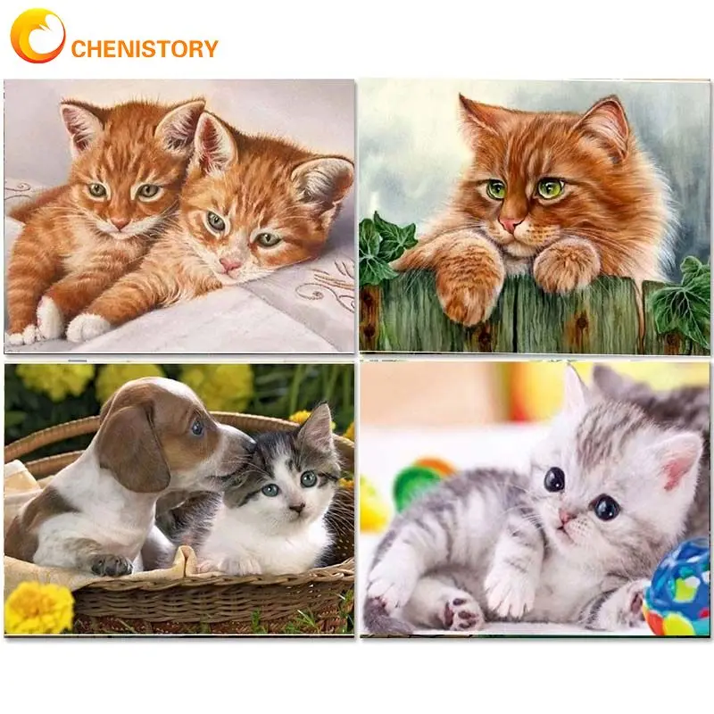 

5D алмазная живопись CHENISTORY, для творчества, полная Бриллиантовая мозаичная фигурка животного стразы, вышивка крестиком, украшение для спаль...