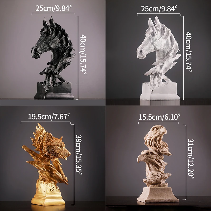 Новинка статуэтка в форме головы лошади золотого цвета Статуэтка из смолы Декор