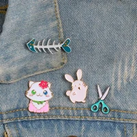 %c2%a0cat rabbit fish bone scissors enamel pin brooch buckle coat bag lapel cartoon animal badge children jewelry gift