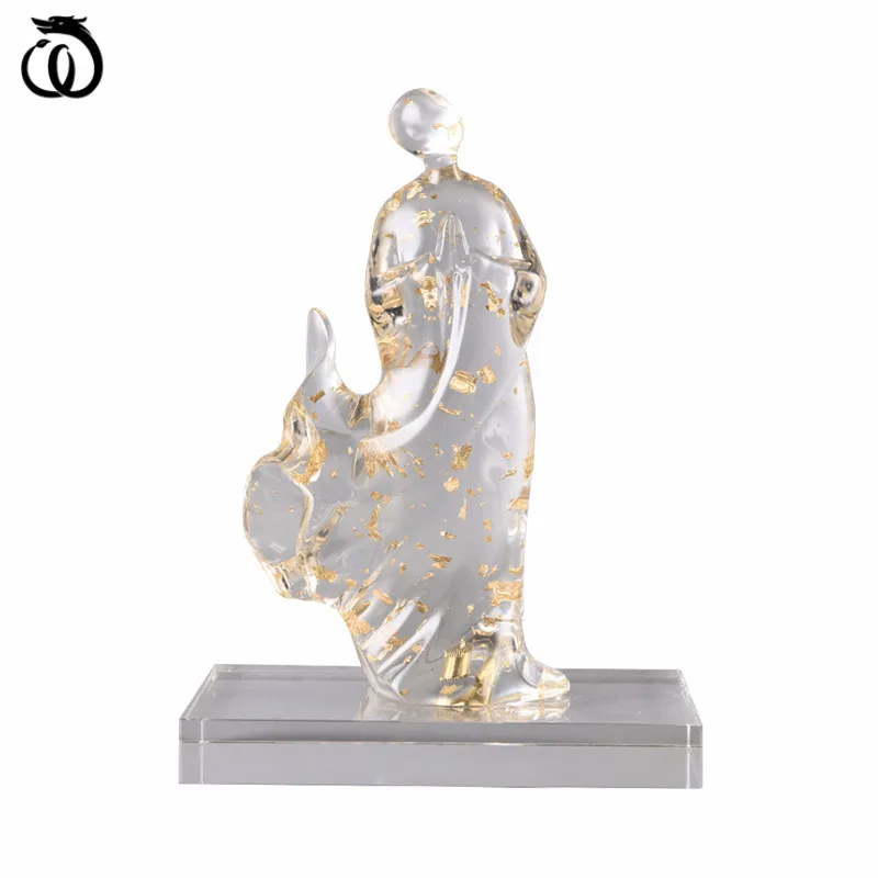 

WU CHEN LONG Modern Abstract Monk Art Sculpture Transparency Gold Figure Statue Resin Craft New Chinese Home Decoration R6681