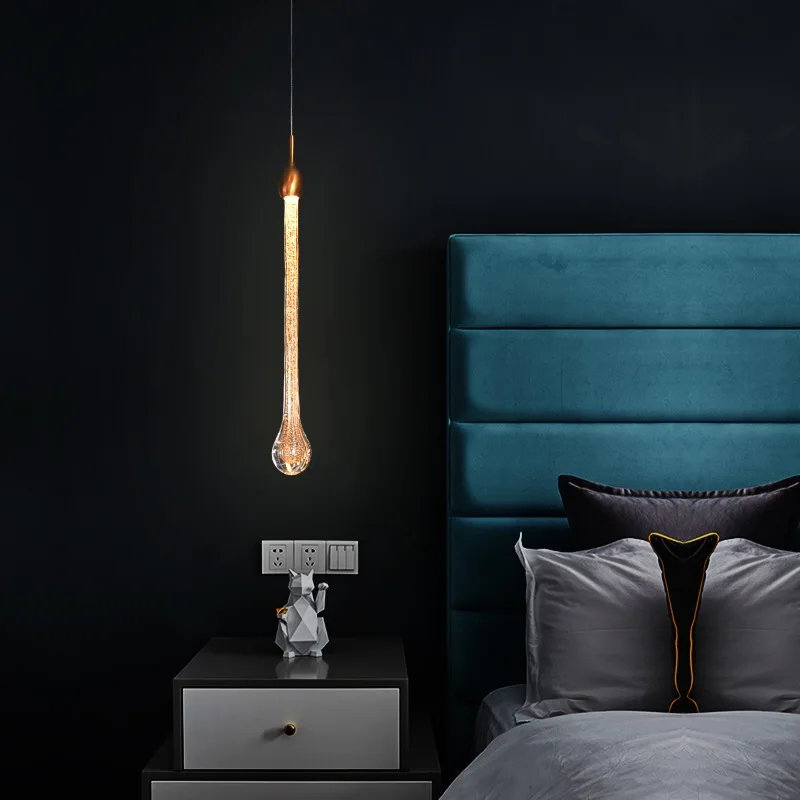 2020 Hot Designer LED Water Drop pendant light minimalist Scandinavian loft Crystal Hanging Lamp Creative Restaurant Light