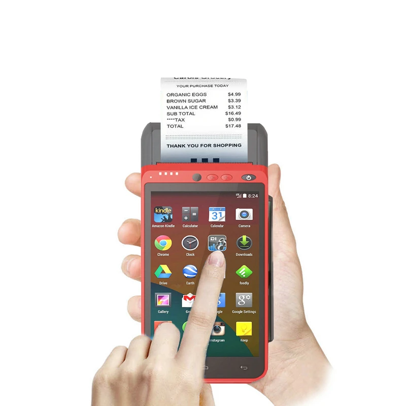 EMV PCI Certificated 4G Android POS Payment Terminal with 58mm Printer NFC IC Msr Card Reader 2D Barcode Scanner Fingerprint | Компьютеры