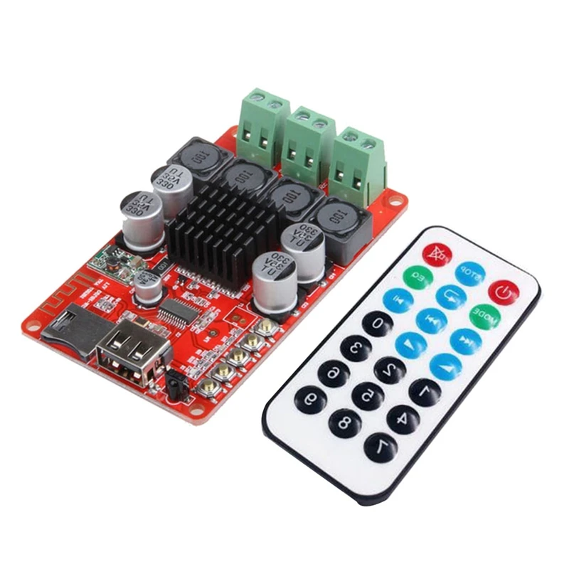 

TPA3116 Bluetooth-приемник 50Wx2, плата цифрового усилителя звука, TF-карта, U-диск, проигрыватель, FM-радио с дистанционным управлением