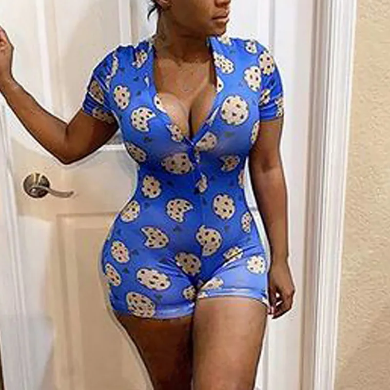 

24h Ship Sexy Onesie Pajamas For Adults Women Plus Size Button Bodysuit Leotard Short Sleepwear Jumpsuit Rompers Onsie Party