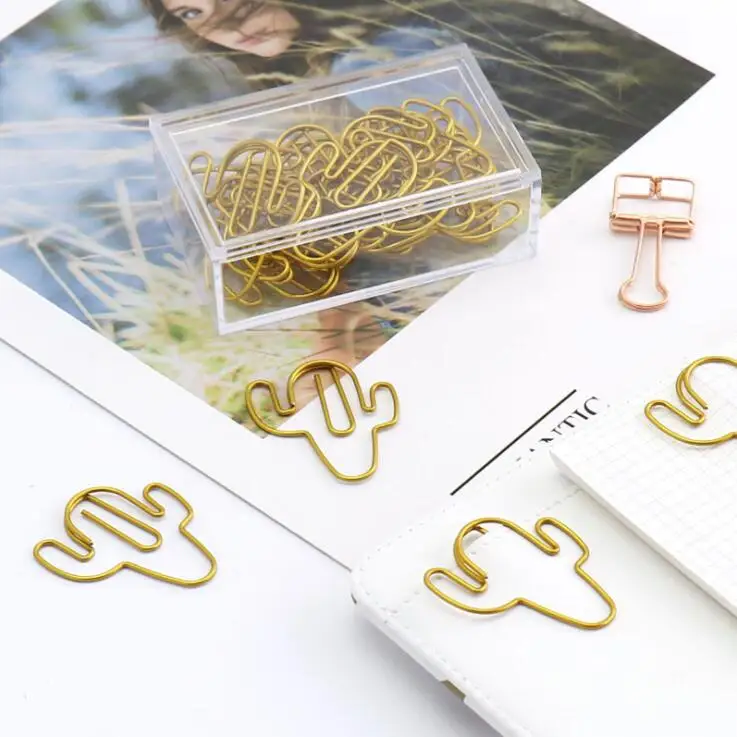 Новинка 2020 20 шт./лот золотой колокольчик С КАКТУСОМ зажим для бумаги