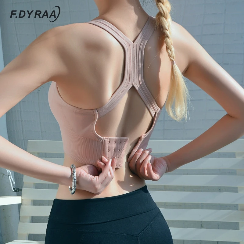 F.DYRAA женский спортивный бюстгальтер пуш ап укороченный топ для фитнеса