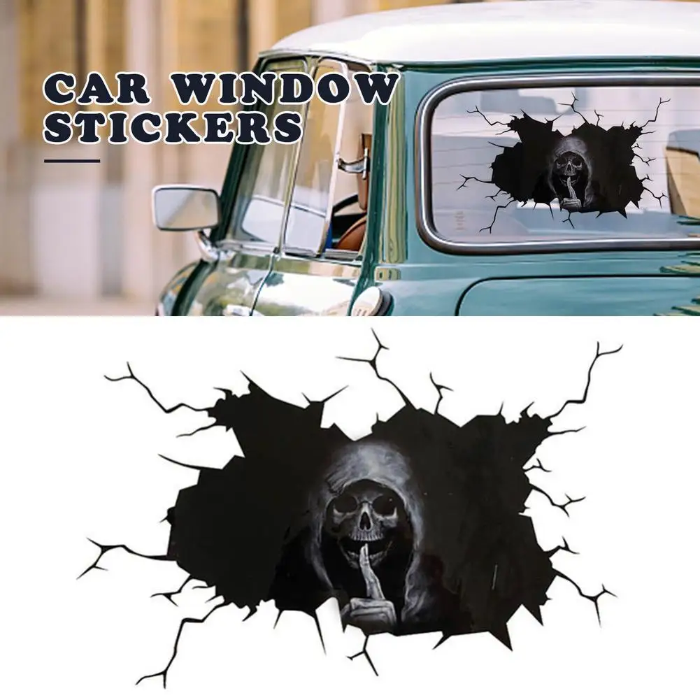 

Halloween Car Decals Hush Sign Cloaked Skull Car Window Stickers Car Auto Home Window Glass Summer Solar UV Protector Sticker