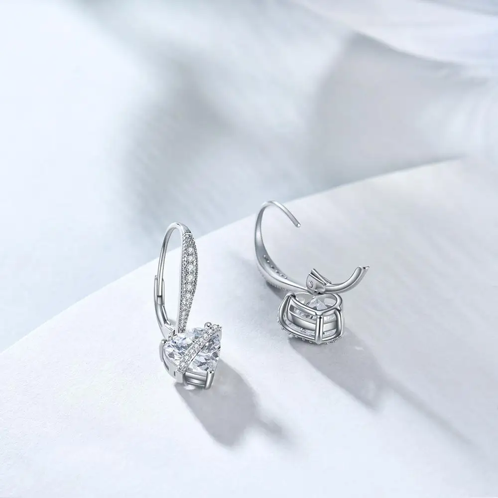 Серьги-подвески E Heart из настоящего серебра 925 пробы женские изящные висячие
