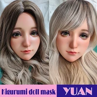 yuanfemale resin half head realistic human kigurumi mask crossdress cosplay japanese anime role lolita mask skin like makeup
