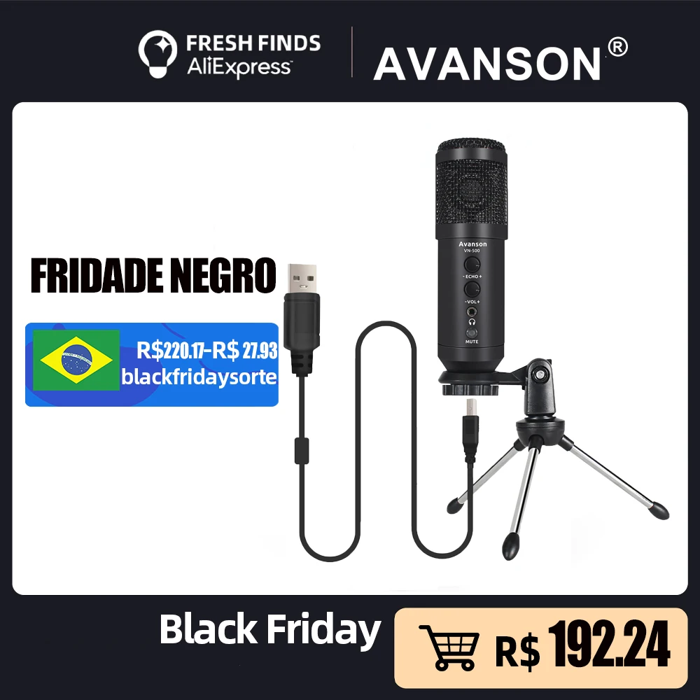 

AVANSON USB Condenser Gaming Microphone, for PC PS4 PS5 MAC,Large Mic Diaphragm High Sample Rates for Podcasts, Live Streaming