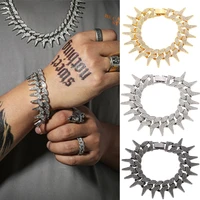 new style luxury shiny 15mm width diamond hip hop link chain bracelet full crystal bracelet inlaid rhinestone