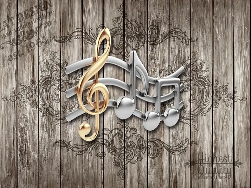 milofi custom 3D music notes nostalgic retro large TV background wallpaper mural | Обустройство дома