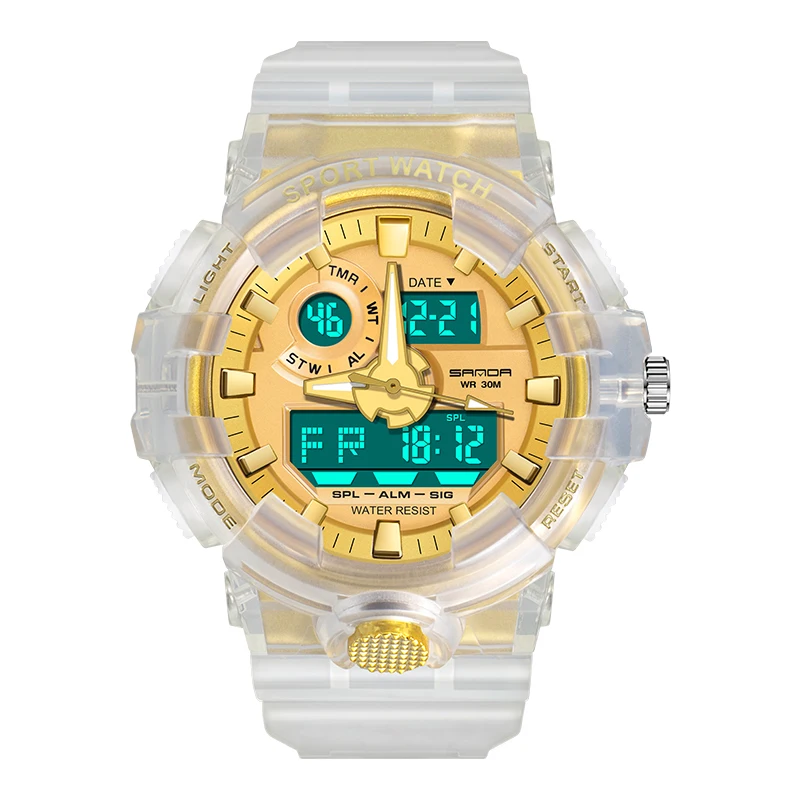 

New Arrivals SANDA 778 Date And Week Display Stopwatch Alarm Clock Luminous Durable Battery 3ATM Shockproof Designer Sport Watch