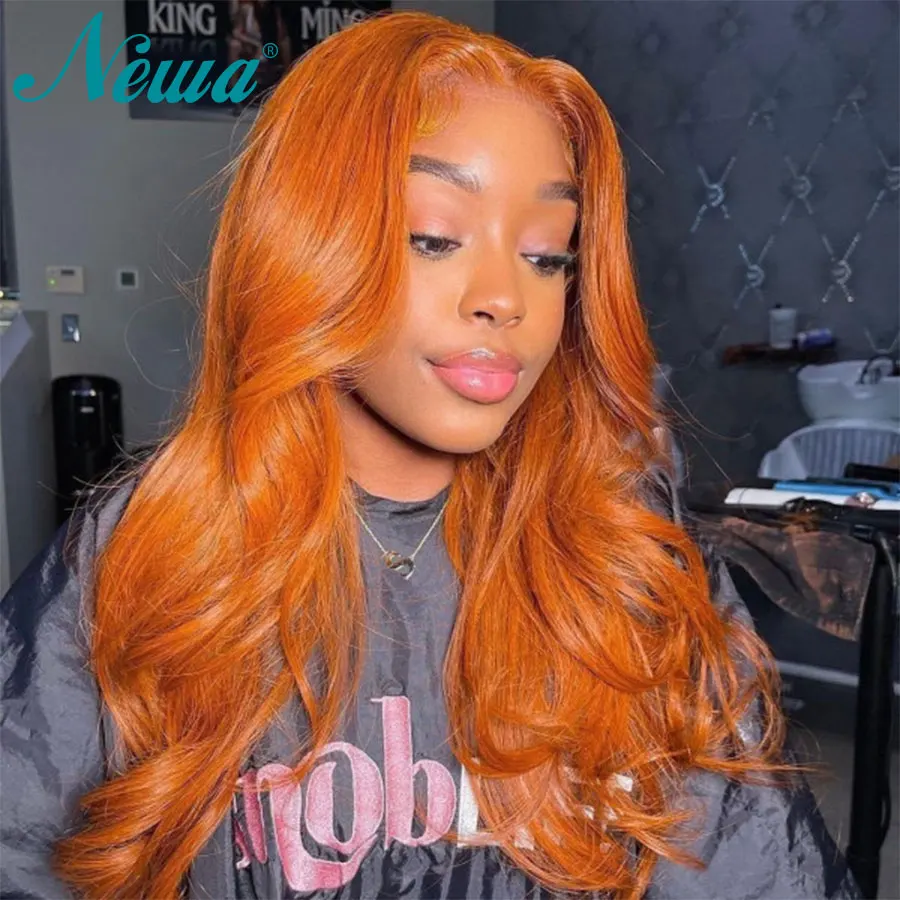 Парики Newa из апельсинового имбиря на сетке спереди парики человеческих волос