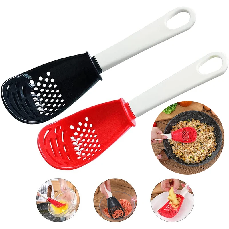 

New Kitchen Cooking Spoon Multifunctional Potato Garlic Press Heat-Resistant Hanging Hole Grinding Colander Kitchen Cooking Tool