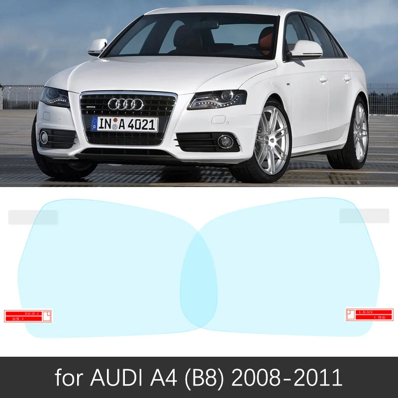 Audi A4 B8 2008-2011 Для Audi A4 B6 B7 B8 B9 8E 8H 8K 8 Вт S4 RS4 2002~ полное покрытие Зеркало заднего вида непромокаемые Анти-противотуманная пленка аксессуары - Название цвета: Audi A4 B8 2008-2011
