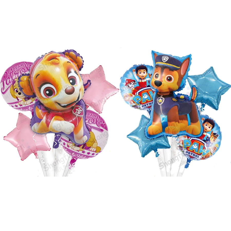 

Kid Boy Girl Cartoon Paw Patrol Children Birthday Party Decoration Background Wall Aluminum Balloon Set Kawaii Canine Skye Chase