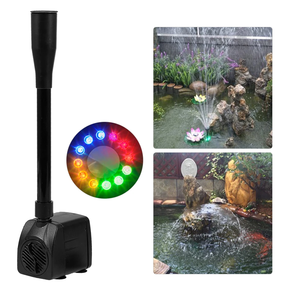 

Ultra-quiet USB Water Pump IP68 Waterproof Submersible Fountain Pump for Aquarium Fish Tank Pond Fountain with 12 LED Light