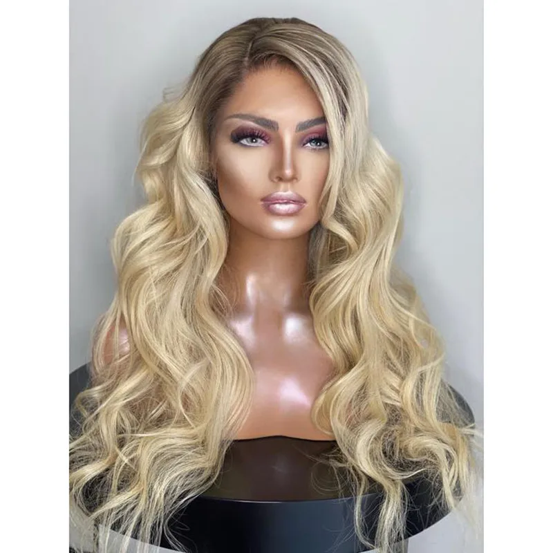 

Omber 4B613 Long Body Wave Lace Frontal Wig With Baby Hair Free Paty Glueless Wig Preplucked Blond Lace Wig For Women