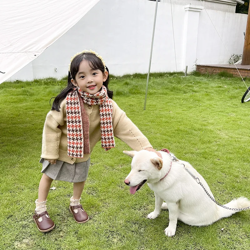 

Winter children's scarf boy and girl's lattice neck wrap Winter children warm wool baby neck wrap Autumn baby's knitted neck wr