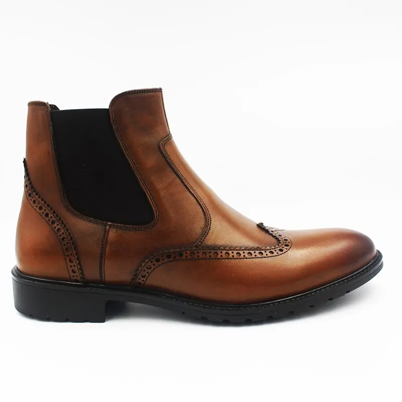

Fosco Genuine Leather Black & Tan Zipper Male Boots high boots 1540