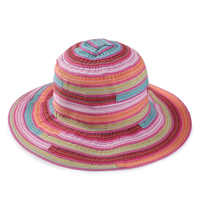 Панама в полоску Солнцезащитная Складная шапка для отдыха и пляжа с широкими